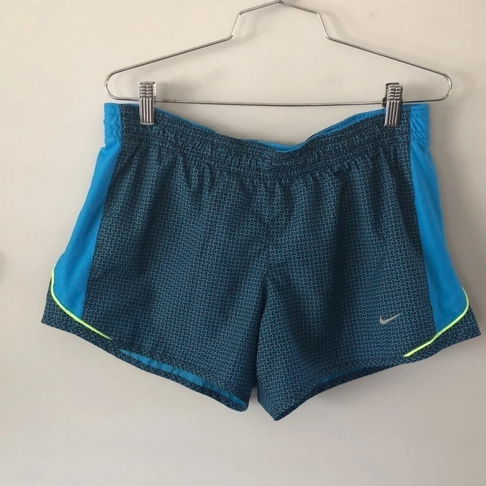 𝅺Nike Athletic Running Shorts Builtin Underwear Dry Fit Size M Gym Workout Blue